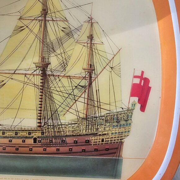 Vintage Metal Dinner Tray Ship Anit Slip Grip Nautical Retro 70s - Picture 7 of 15